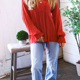 Peasant Blouse With Ruffled Cuff