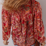 Paisley Print Tassel Tie Boho Blouse