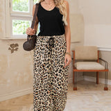 Leopard Print Wide Leg Pant