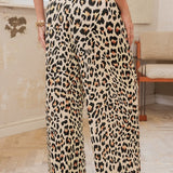 Leopard Print Wide Leg Pant