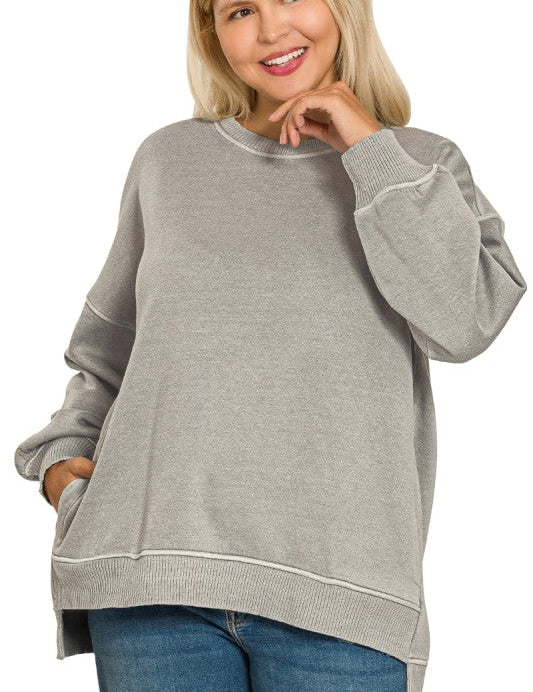 Hi-Low Pullover with Pockets