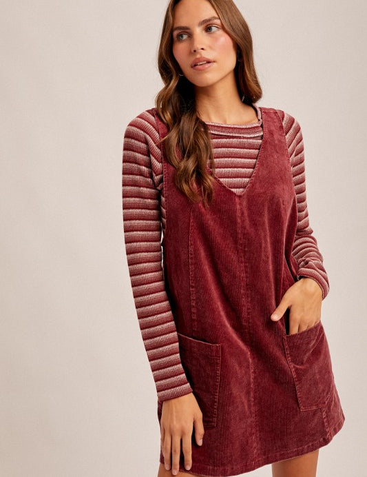 Corduroy Pinafore Overall Dress