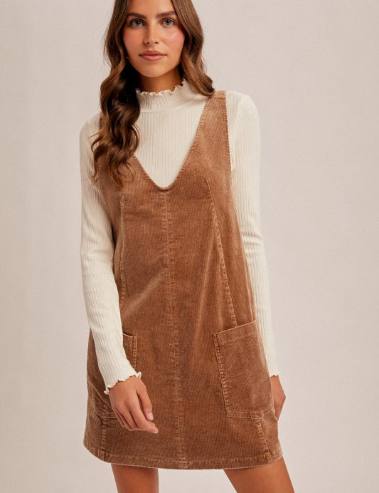 Corduroy Pinafore Overall Dress