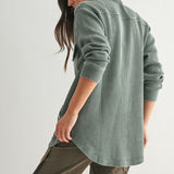 Waffle Knit Button Down Shirt