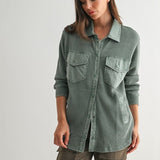 Waffle Knit Button Down Shirt