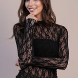 Black Sheer Mesh Stripe Top