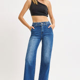 Risen High Rise Wide Leg Belted Jeans