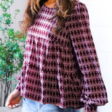 Merlot Plaid Baby Doll Top
