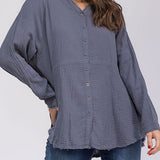 Waffle Weave Tunic With Frayed Details