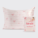 Kitsch Satin PIllowcase - Striped Bows