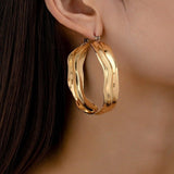 18k Stainless Waterproof Abstract Hoop Earrings