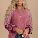 Contrast Striped Raglan Long Sleeve Top