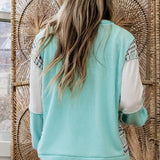 Corded Textured Plaid Patchwork Top