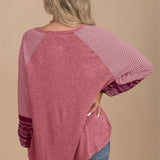 Contrast Striped Raglan Long Sleeve Top