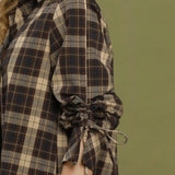 Mix Plaid Button-Front Blouse