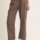 Drawstring Waist Polka Dot Barrel Pants