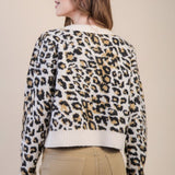 Leopard Crop Cardigan Sweater