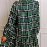 Green Plaid Print Mini Dress