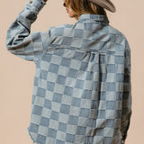 Checkered Denim Shirt With Patch Pocket