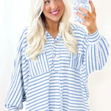 Sky Blue Stripe Oversize Top