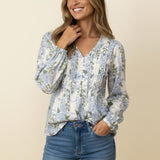 Buttoned Floral Print Blouse
