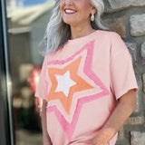 Colorblock Star Applique Tee