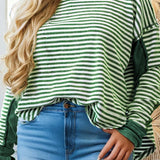 Green Stripe Patchwork Top