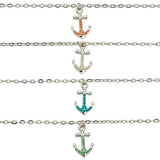 Beaded Anchor Pendant On Silver Chain Anklet Assorted