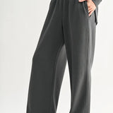 Washed Rib Wide-Leg Pants
