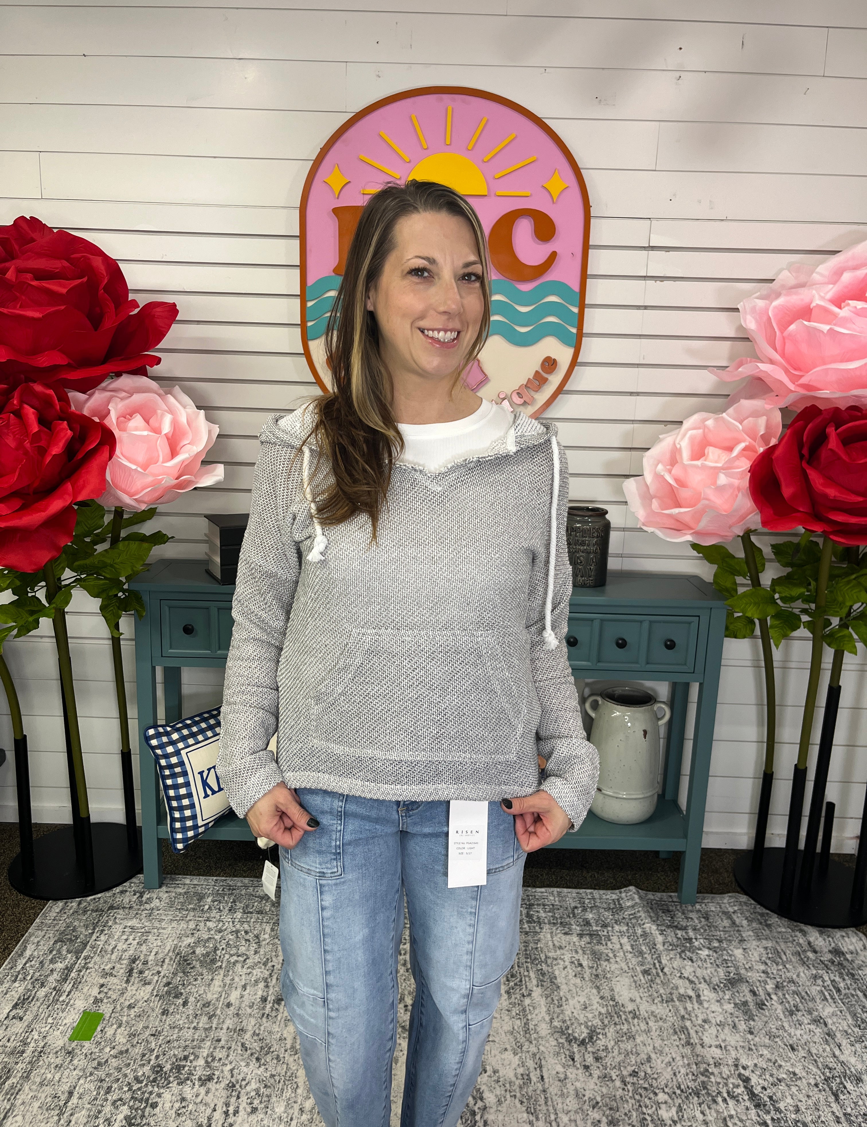 Slouchy Box Knit Hoodie