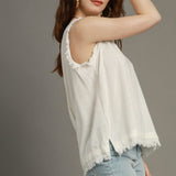 Linen Frayed Edge Sleeveless Top