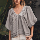 Striped V-Neck Blouse
