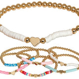 Stretch Golld Bead Bracelet With Heart