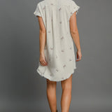 Fray Shirt Dress with Bows