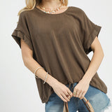 Drawstring Linen Blend top