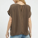Drawstring Linen Blend top