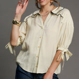 Scallop Collar Button Down Blouse