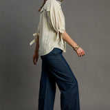 Scallop Collar Button Down Blouse