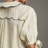 Scallop Collar Button Down Blouse