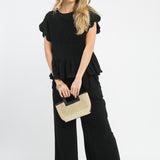 Scallop Hem Wide Leg Pants