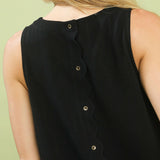 Scallop Hem Button Back Sleeveless Top