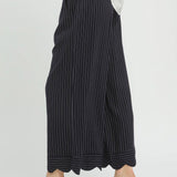 Pinstripe Scallop Hem Wide Leg Pants