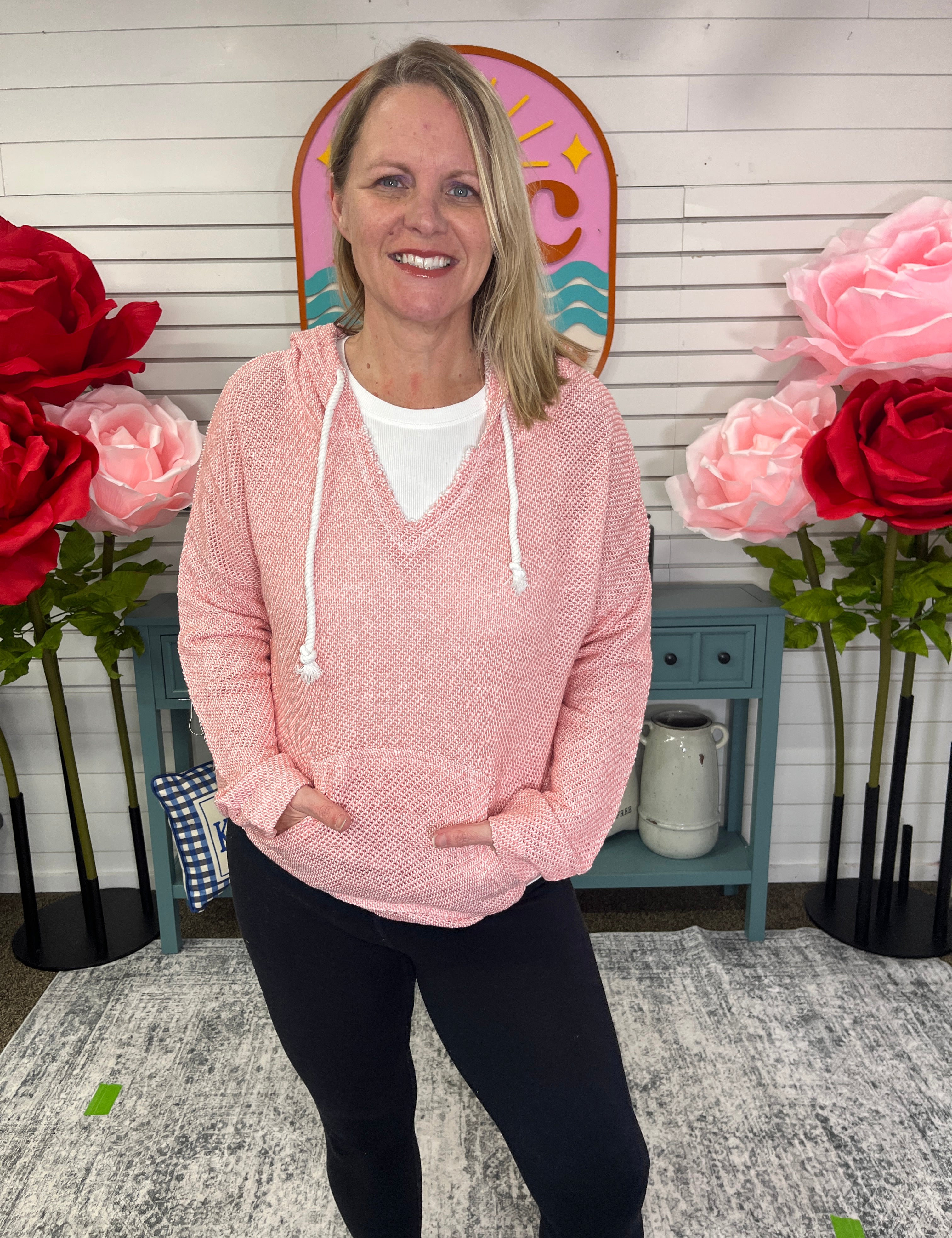 Slouchy Box Knit Hoodie