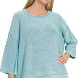 Boxy Sweater with 3/4 Sleeves