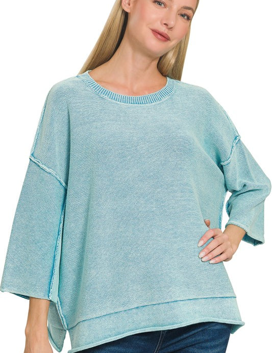 Boxy Sweater with 3/4 Sleeves