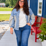 Leopard Patchwork Denim Jacket