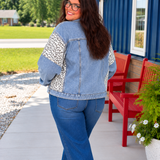 Leopard Patchwork Denim Jacket