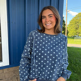 Polka Dot Denim Top