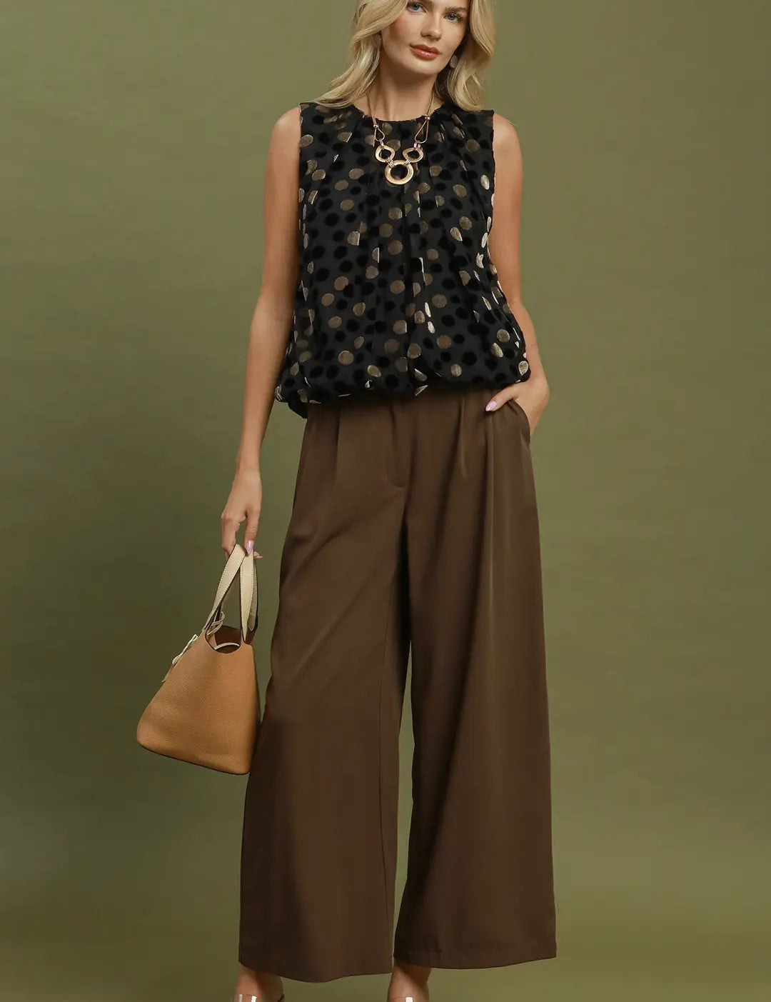 Pleated Wide Leg Pants