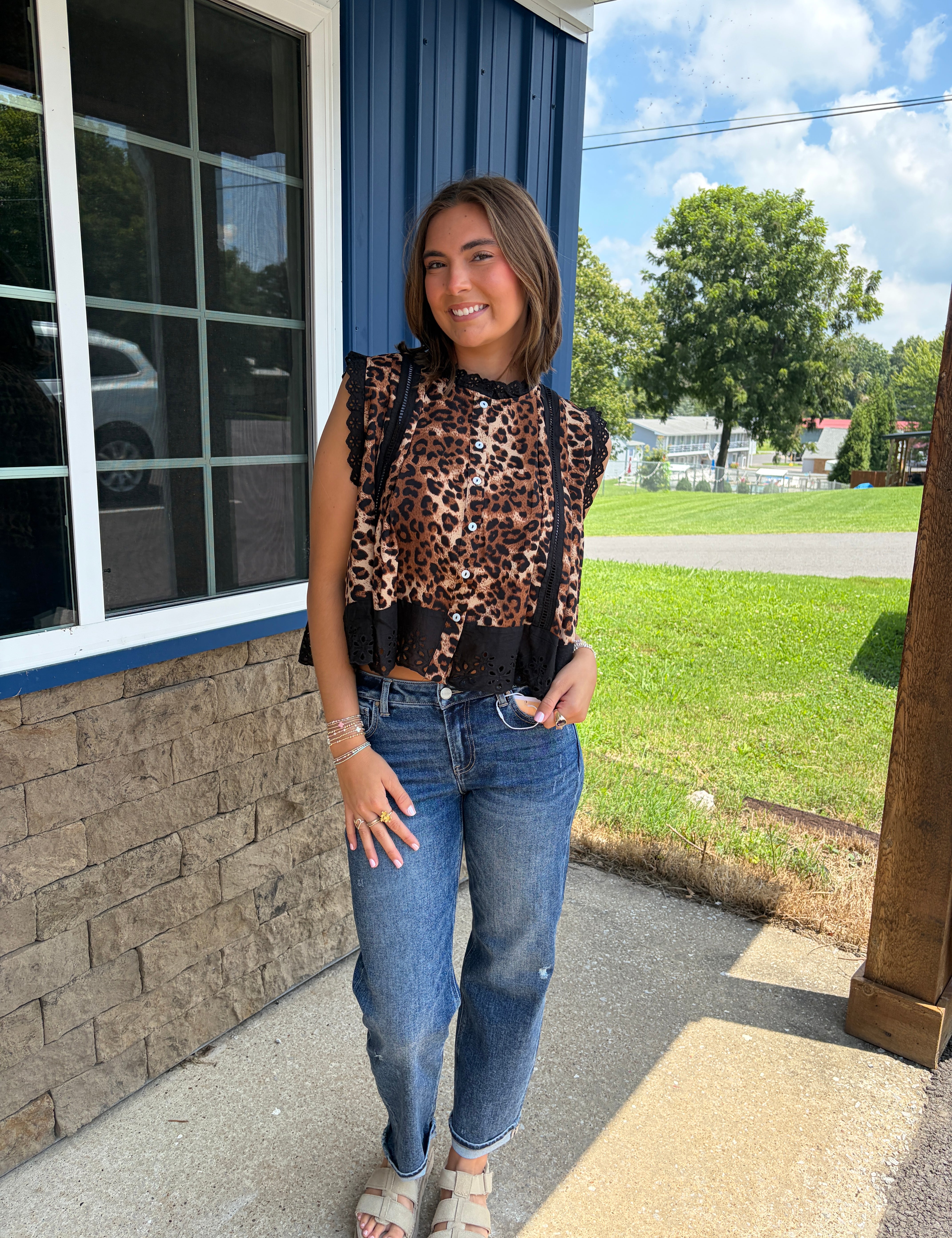 Leopard Button Up Top